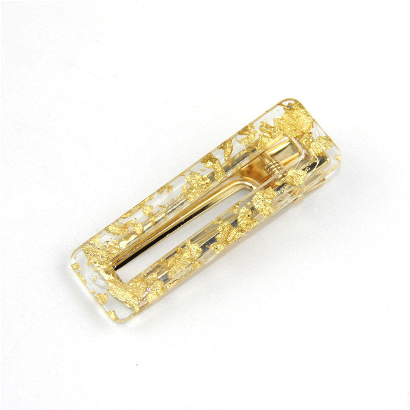 HKM-607315 Geometric Acrylic Side Clip Hairpin - Japanese Retro Korean Style Hair Accessory