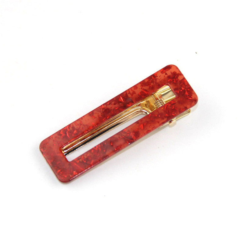 HKM-607315 Geometric Acrylic Side Clip Hairpin - Japanese Retro Korean Style Hair Accessory