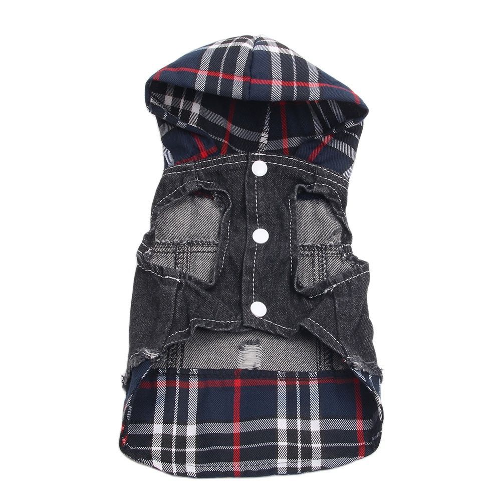 HKM-670547 Denim Four-Legged Pet Apparel in Navy and Red - Sizes XS to XXL