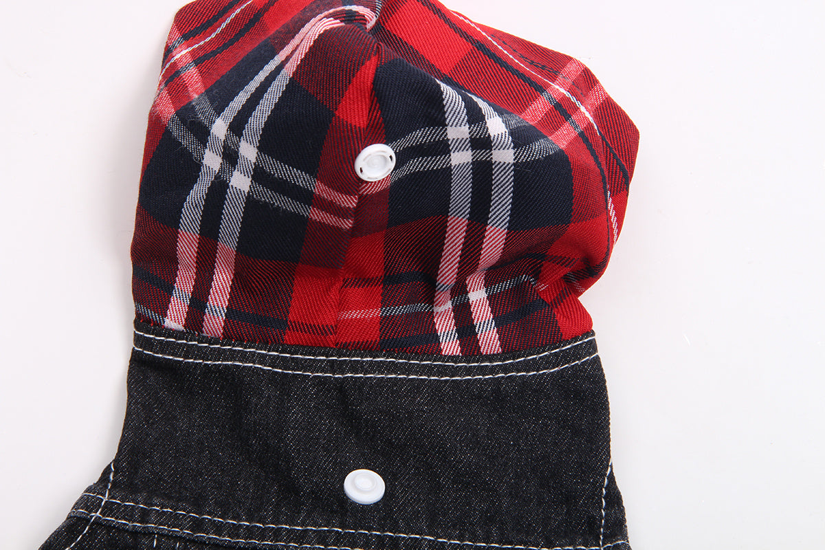 HKM-670547 Denim Four-Legged Pet Apparel in Navy and Red - Sizes XS to XXL