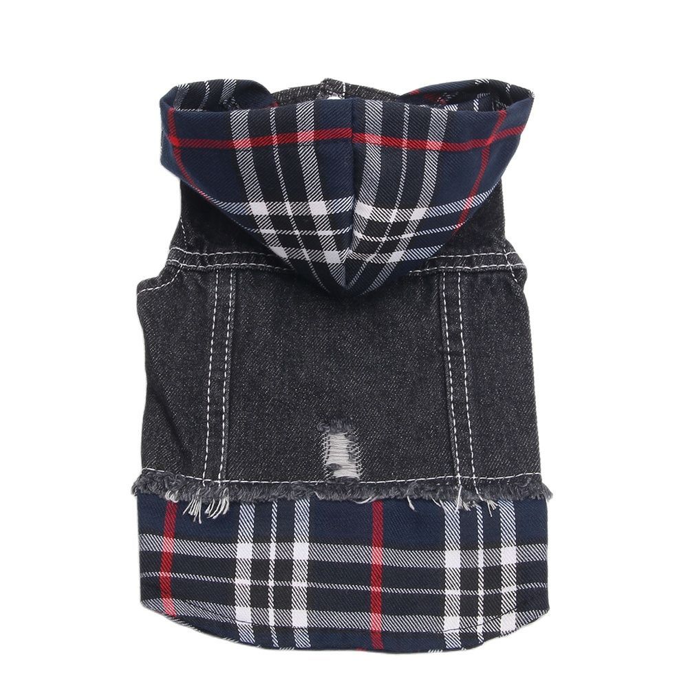 HKM-670547 Denim Four-Legged Pet Apparel in Navy and Red - Sizes XS to XXL