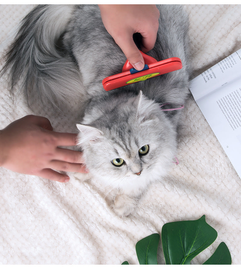 HKM-822355 Pet Hair Removal Comb for Dogs and Cats - Long and Short Hair Options, ABS + Stainless Steel Blade