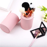 HKM-951443 12-Piece Synthetic Hair Makeup Brush Set with Aluminum and Wooden Handles, Available in Black, Pink, and White