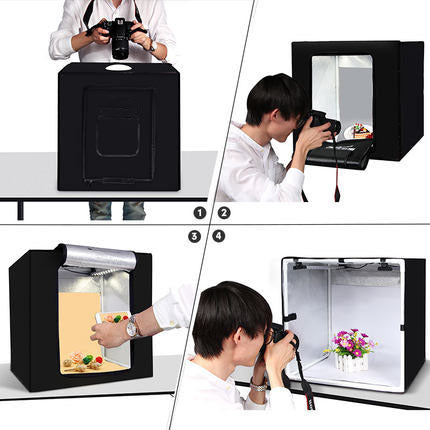 KTX-920979 60cm LED Photography Light Box with Polyester Backdrop for Professional Studio Use