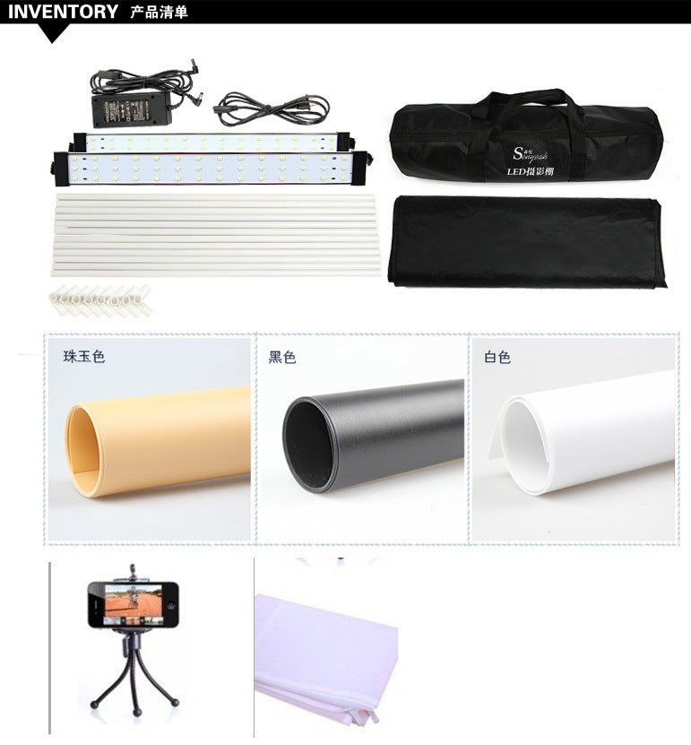 KTX-920979 60cm LED Photography Light Box with Polyester Backdrop for Professional Studio Use