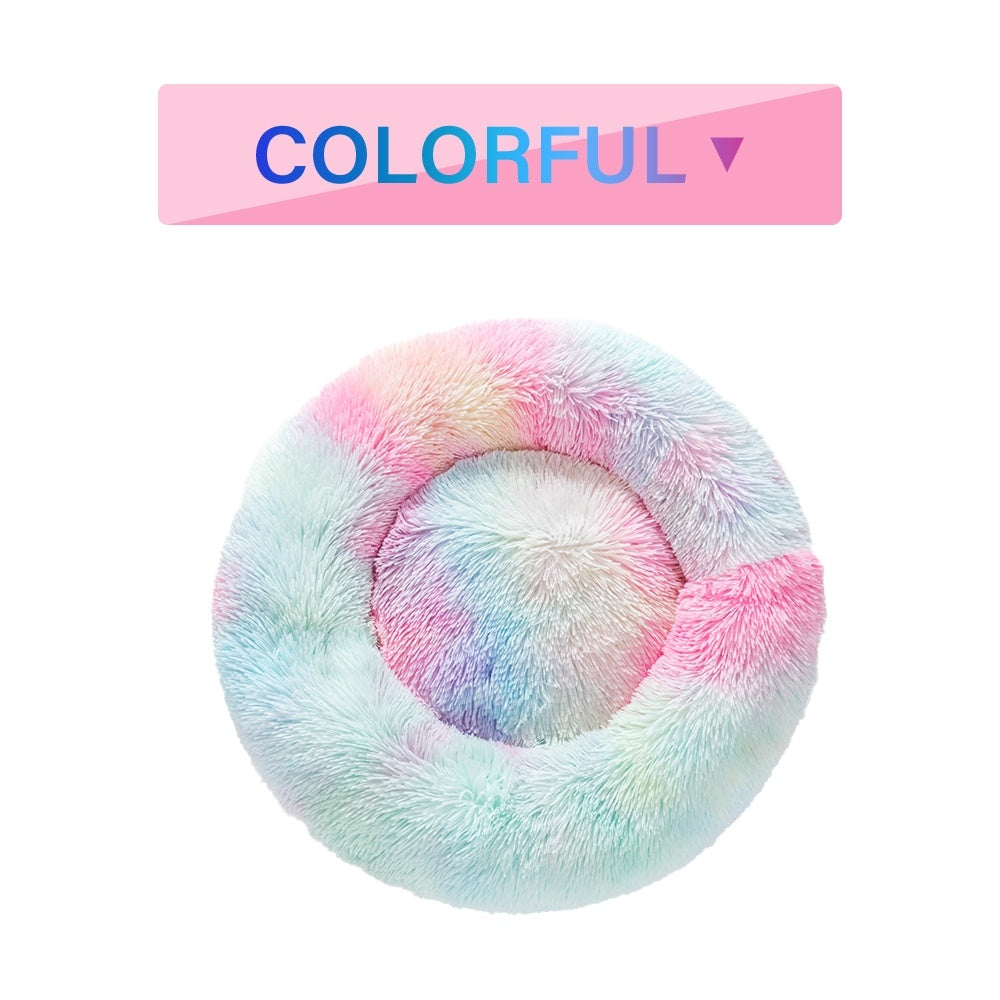 HKM-445395 Fluffy Long Plush Pet Bed for Dogs and Cats - Warm, Soft, Washable Cushion Available in Multiple Sizes