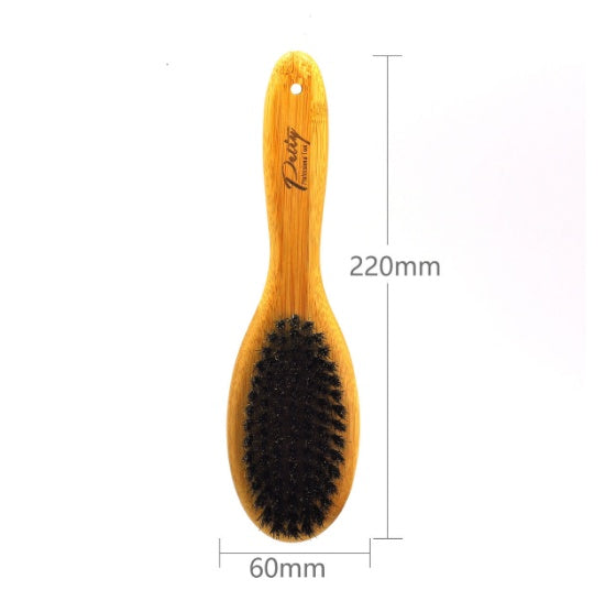 HKM-583443 Bamboo Hair Brush with Wild Boar Bristles and Ergonomic Handle