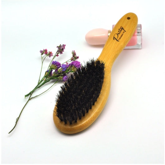HKM-583443 Bamboo Hair Brush with Wild Boar Bristles and Ergonomic Handle