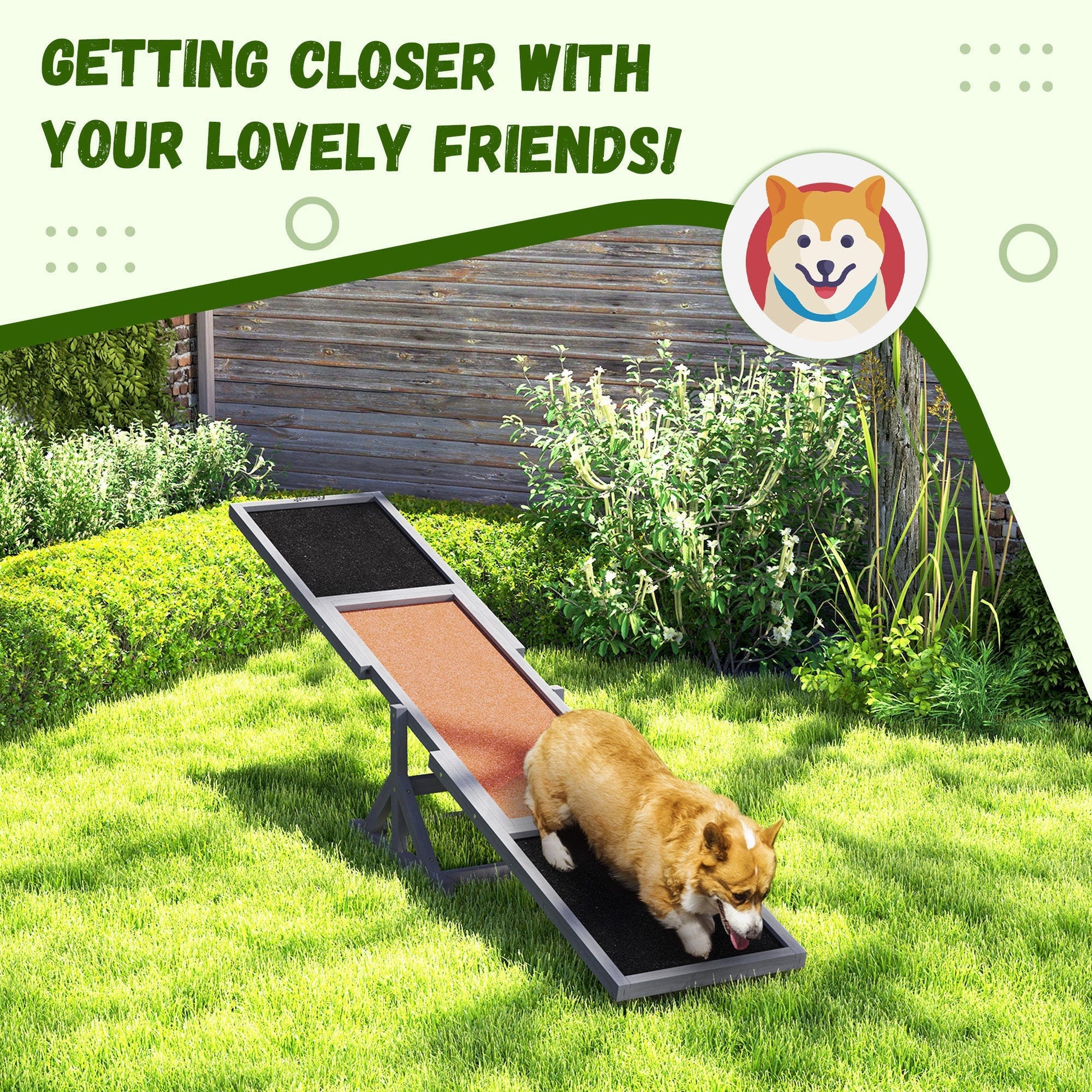 HKM-919955 Wooden Dog Agility Seesaw, Weather Resistant, for Training and Exercise, 83 L x 16 W x 14 H, Suitable for Dogs up to 110 lbs