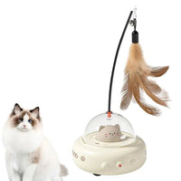 HKM-919635 Rechargeable Electric Interactive Cat Toy with Feather Teaser Wand for Chasing and Training
