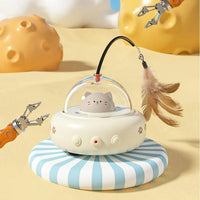 HKM-919635 Rechargeable Electric Interactive Cat Toy with Feather Teaser Wand for Chasing and Training