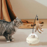 HKM-919635 Rechargeable Electric Interactive Cat Toy with Feather Teaser Wand for Chasing and Training