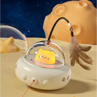 HKM-919635 Rechargeable Electric Interactive Cat Toy with Feather Teaser Wand for Chasing and Training