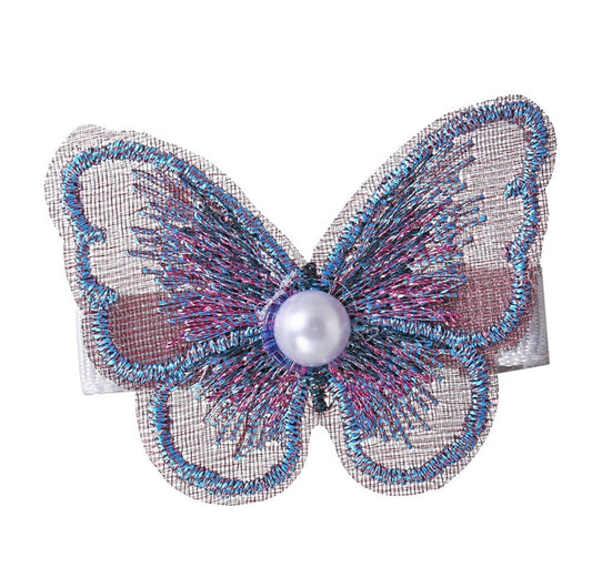 HKM-719123 Pearl Embroidery Butterfly Hairpin Decorative Clip for Women