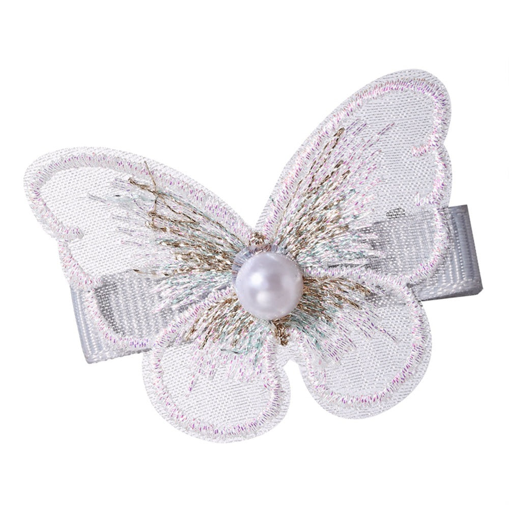 HKM-719123 Pearl Embroidery Butterfly Hairpin Decorative Clip for Women