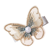 HKM-719123 Pearl Embroidery Butterfly Hairpin Decorative Clip for Women