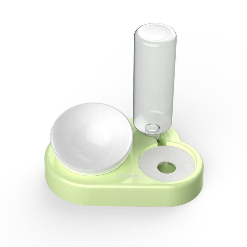 HKM-503827 Tilted Double Cat and Dog Bowl with Automatic Water Refill, Made from Safe PP and PET Materials