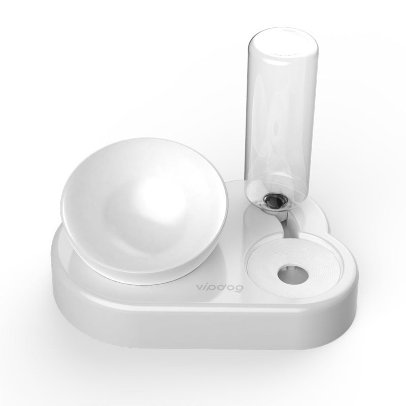 HKM-503827 Tilted Double Cat and Dog Bowl with Automatic Water Refill, Made from Safe PP and PET Materials