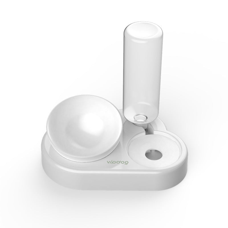 HKM-503827 Tilted Double Cat and Dog Bowl with Automatic Water Refill, Made from Safe PP and PET Materials