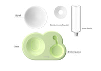 HKM-503827 Tilted Double Cat and Dog Bowl with Automatic Water Refill, Made from Safe PP and PET Materials