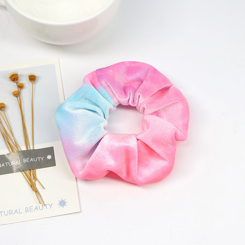 HKM-849043 Gradient Gold Velvet Hair Ring for Women and Girls - Stylish Elastic Accessory for Daily Wear and Special Occasions