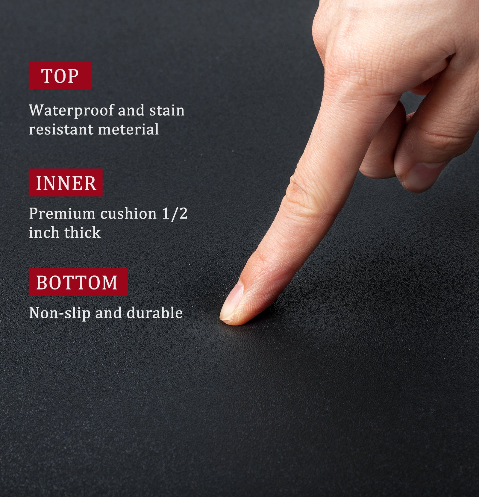 HKM-810515 Anti-Fatigue Black Salon Mat with Round Cutout, 3ft x 4.5ft, PVC & High-Density Foam