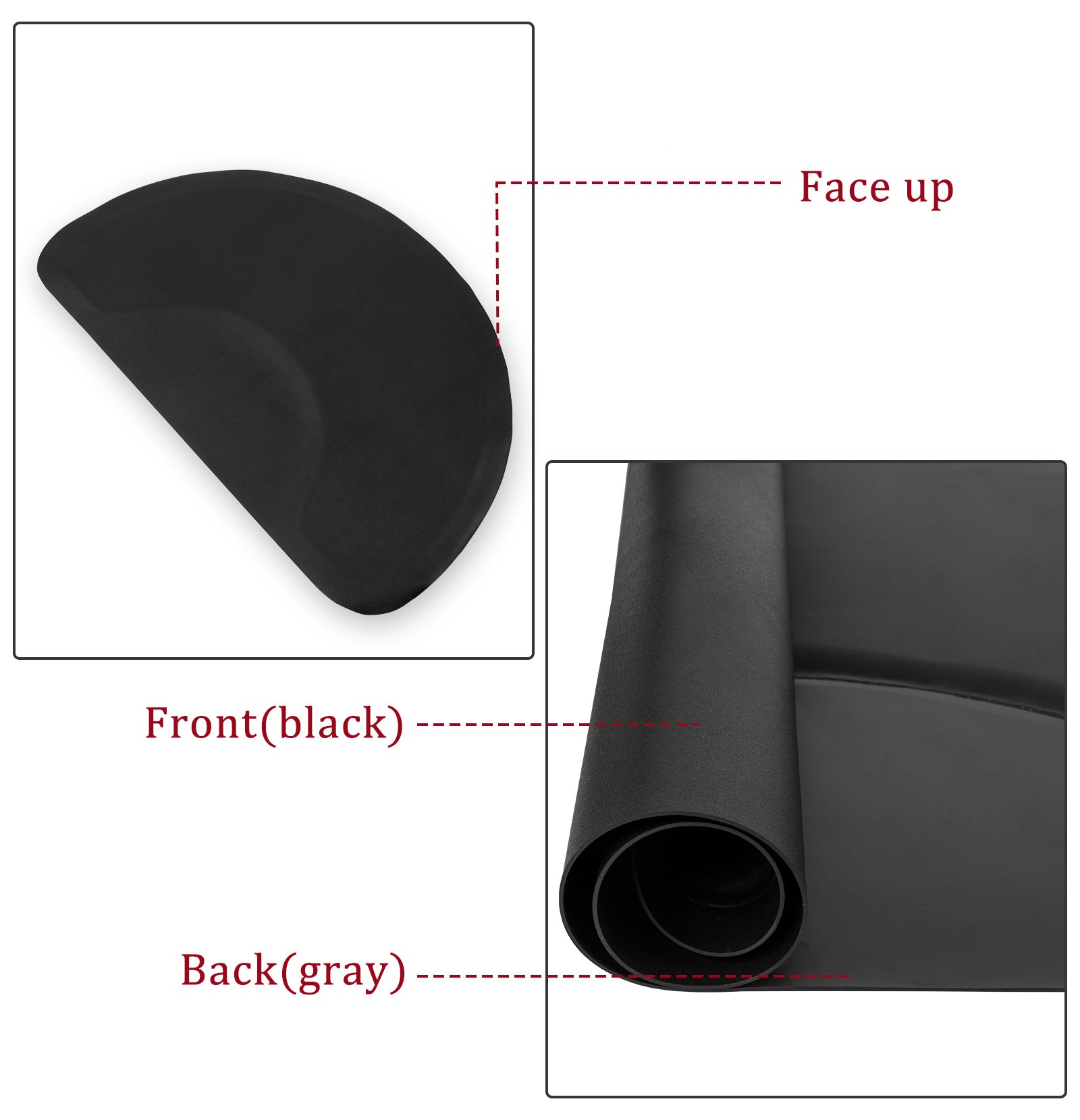 HKM-810515 Anti-Fatigue Black Salon Mat with Round Cutout, 3ft x 4.5ft, PVC & High-Density Foam