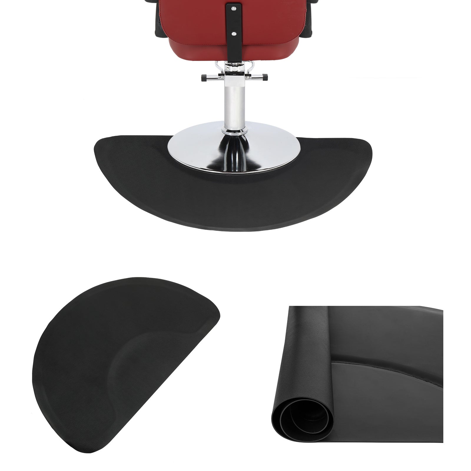 HKM-810515 Anti-Fatigue Black Salon Mat with Round Cutout, 3ft x 4.5ft, PVC & High-Density Foam