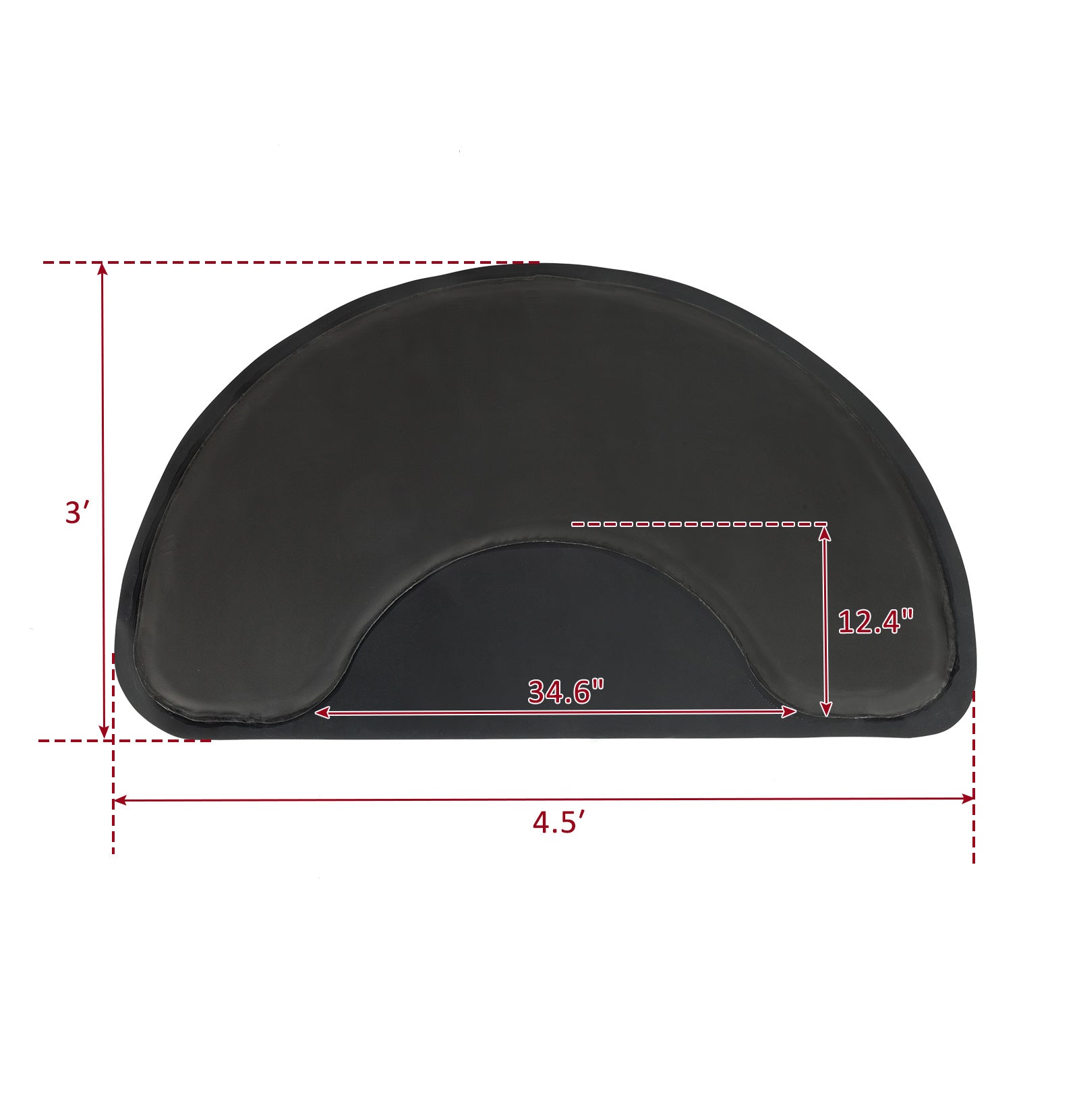 HKM-810515 Anti-Fatigue Black Salon Mat with Round Cutout, 3ft x 4.5ft, PVC & High-Density Foam