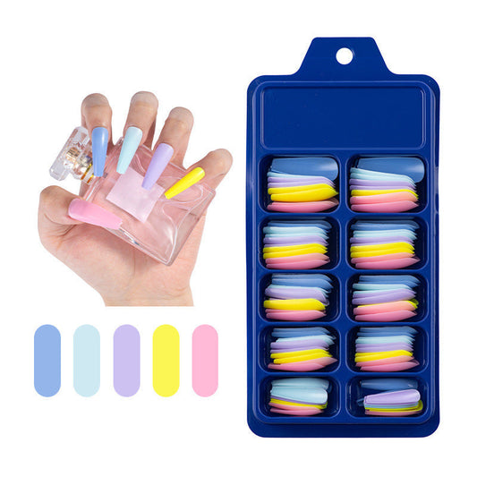 HKM-563091 Solid Color Long Ballet Fake Nails - 10 Sizes, 38 Candy Colors & More