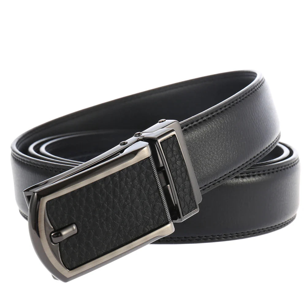 HKM-854931 Fashionable Automatic Buckle Genuine Leather Belt for Everyday Wear