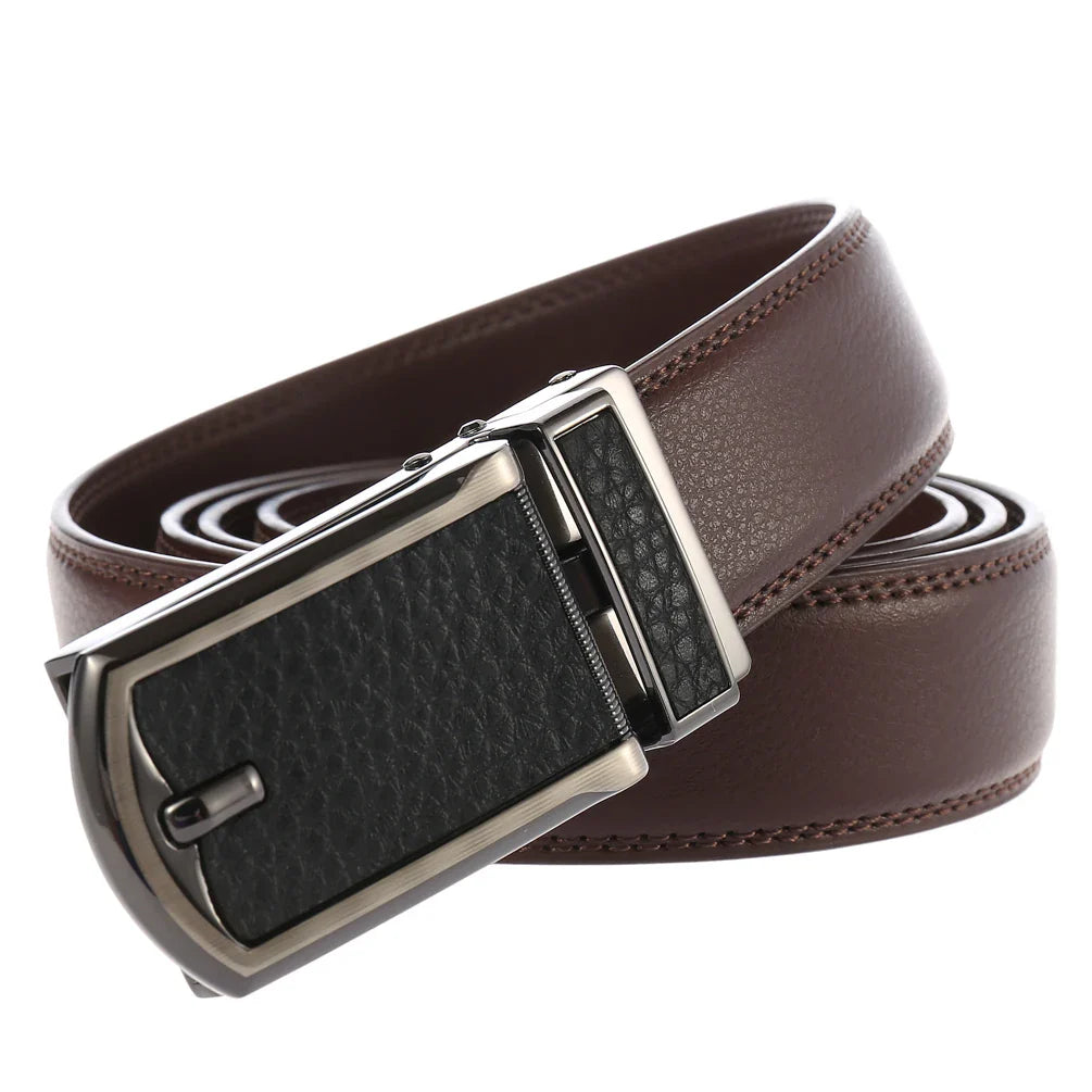 HKM-854931 Fashionable Automatic Buckle Genuine Leather Belt for Everyday Wear