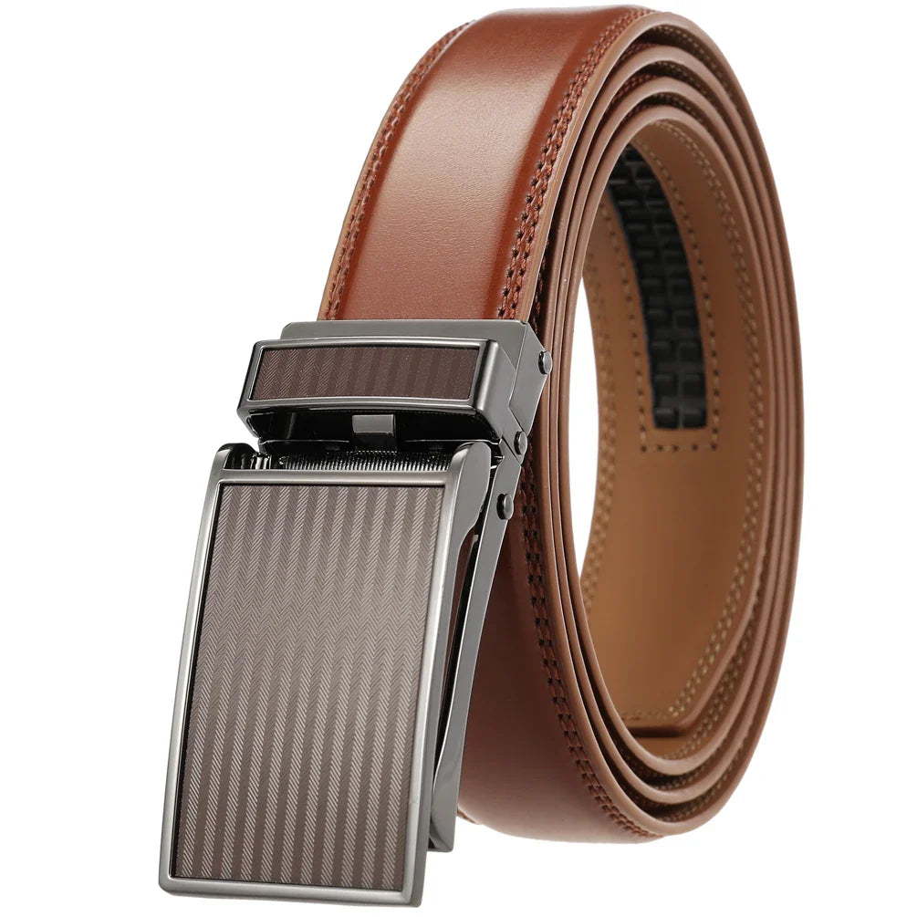HKM-165651 Men's Custom Leather Automatic Buckle Belt with Alloy Closure - Model LY33-0222-1