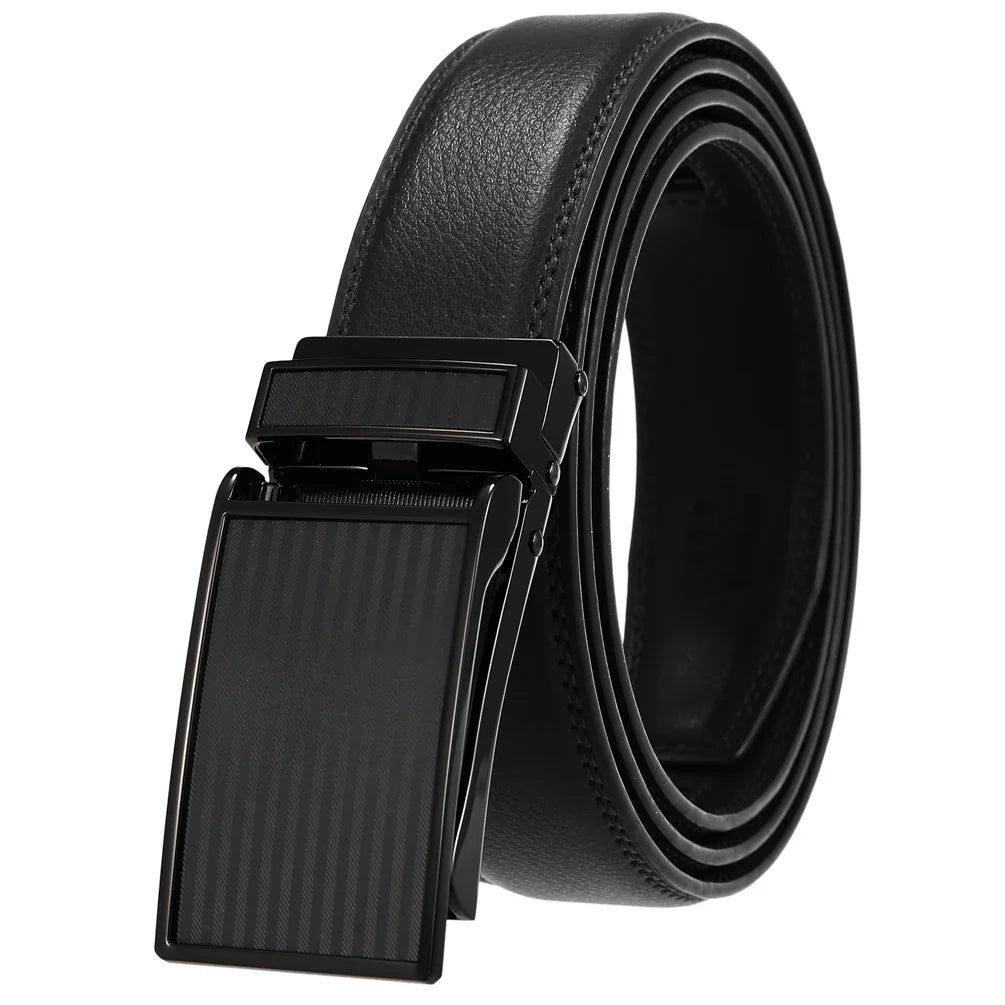 HKM-165651 Men's Custom Leather Automatic Buckle Belt with Alloy Closure - Model LY33-0222-1