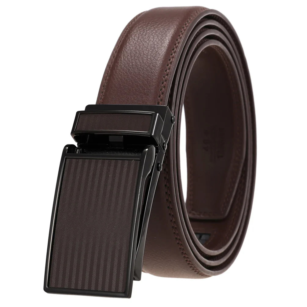 HKM-165651 Men's Custom Leather Automatic Buckle Belt with Alloy Closure - Model LY33-0222-1
