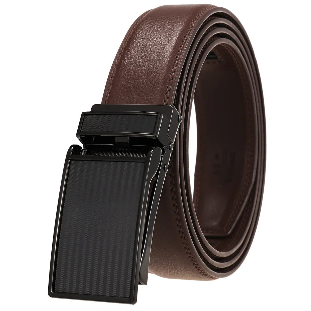 HKM-165651 Men's Custom Leather Automatic Buckle Belt with Alloy Closure - Model LY33-0222-1