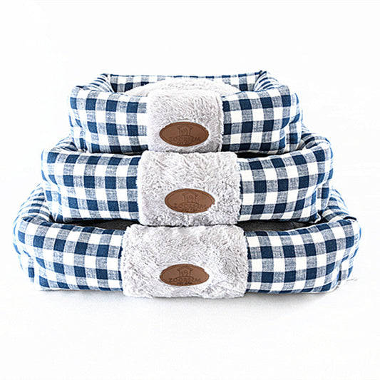 HKM-922899 Plaid Cat Nest, Cozy Pet Bed in Wine Red, Khaki or Light Grey, Available in Small, Medium, Large Sizes