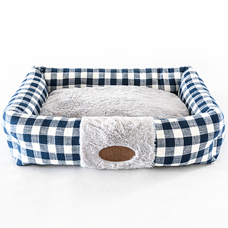 HKM-922899 Plaid Cat Nest, Cozy Pet Bed in Wine Red, Khaki or Light Grey, Available in Small, Medium, Large Sizes