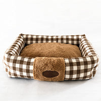 HKM-922899 Plaid Cat Nest, Cozy Pet Bed in Wine Red, Khaki or Light Grey, Available in Small, Medium, Large Sizes