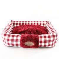 HKM-922899 Plaid Cat Nest, Cozy Pet Bed in Wine Red, Khaki or Light Grey, Available in Small, Medium, Large Sizes