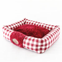HKM-922899 Plaid Cat Nest, Cozy Pet Bed in Wine Red, Khaki or Light Grey, Available in Small, Medium, Large Sizes