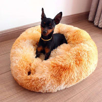 HKM-921747 Plush Round Self-Heating Pet Nest for Dogs and Cats - Cozy Donut Shape with Raised Edges for Comfort and Support