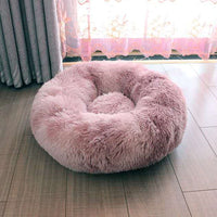 HKM-921747 Plush Round Self-Heating Pet Nest for Dogs and Cats - Cozy Donut Shape with Raised Edges for Comfort and Support