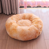 HKM-921747 Plush Round Self-Heating Pet Nest for Dogs and Cats - Cozy Donut Shape with Raised Edges for Comfort and Support