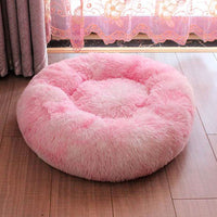 HKM-921747 Plush Round Self-Heating Pet Nest for Dogs and Cats - Cozy Donut Shape with Raised Edges for Comfort and Support