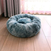 HKM-921747 Plush Round Self-Heating Pet Nest for Dogs and Cats - Cozy Donut Shape with Raised Edges for Comfort and Support