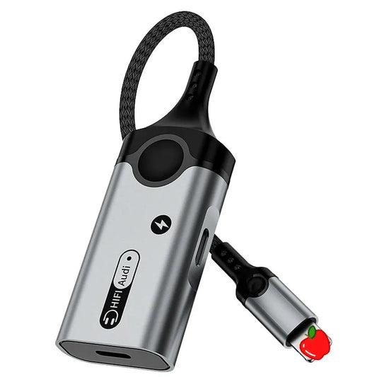 KTX-719443 Nylon Braided 8-Pin to 3.5mm Headphone Jack Adapter for iPhone - 2 in 1 Charging and Audio Splitter