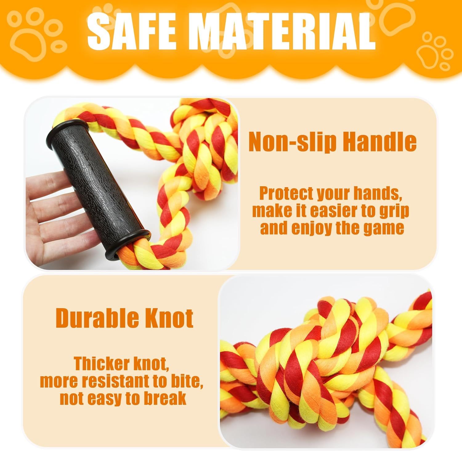 HKM-913043 Durable Dog Rope Tug Toy for Large Breeds – Interactive Chew Toy for Aggressive Chewers – Dental Cleaning and Tough Play