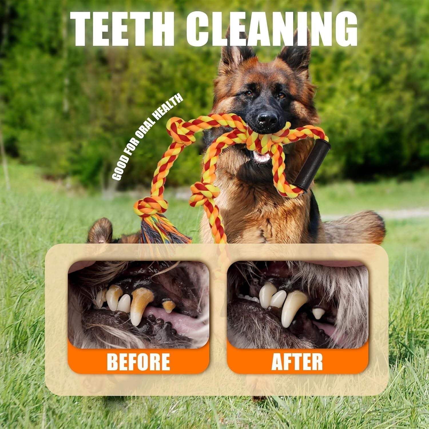 HKM-913043 Durable Dog Rope Tug Toy for Large Breeds – Interactive Chew Toy for Aggressive Chewers – Dental Cleaning and Tough Play