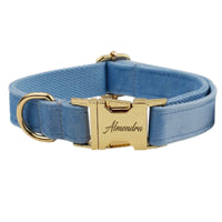 HKM-751187 Velvet Fabric Dog Collar with Accessories - Adjustable Sizes XS to XL, Includes Leash, Bow, Flower, Vest, and Poop Bag